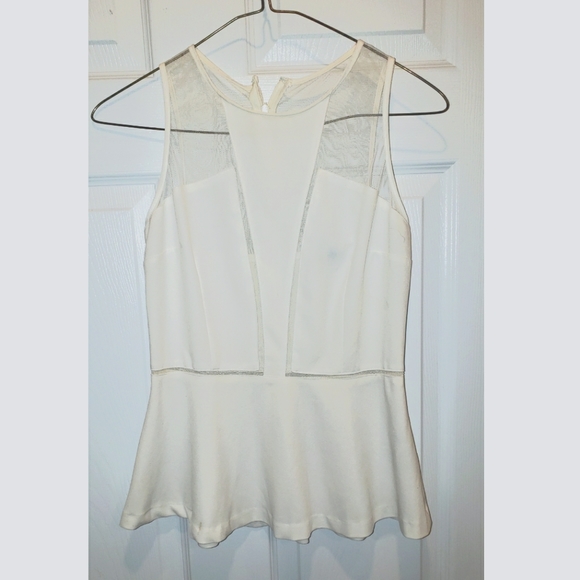 White Sleeveless Peplum Top - Picture 1 of 2